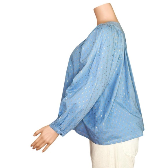 Emerson Fry Light Blue Metallic Dot Peasant Blouse - Picture 6 of 14